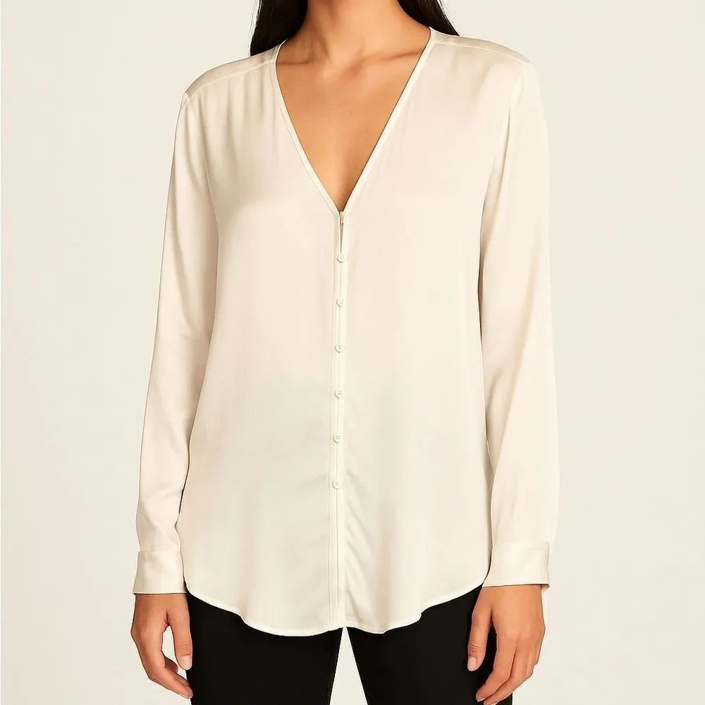 Revolve Vince V-neck Crepe Silk Blouse